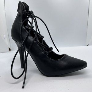 Charlotte Russe Black High Heel Lace Up Pumps Size 6